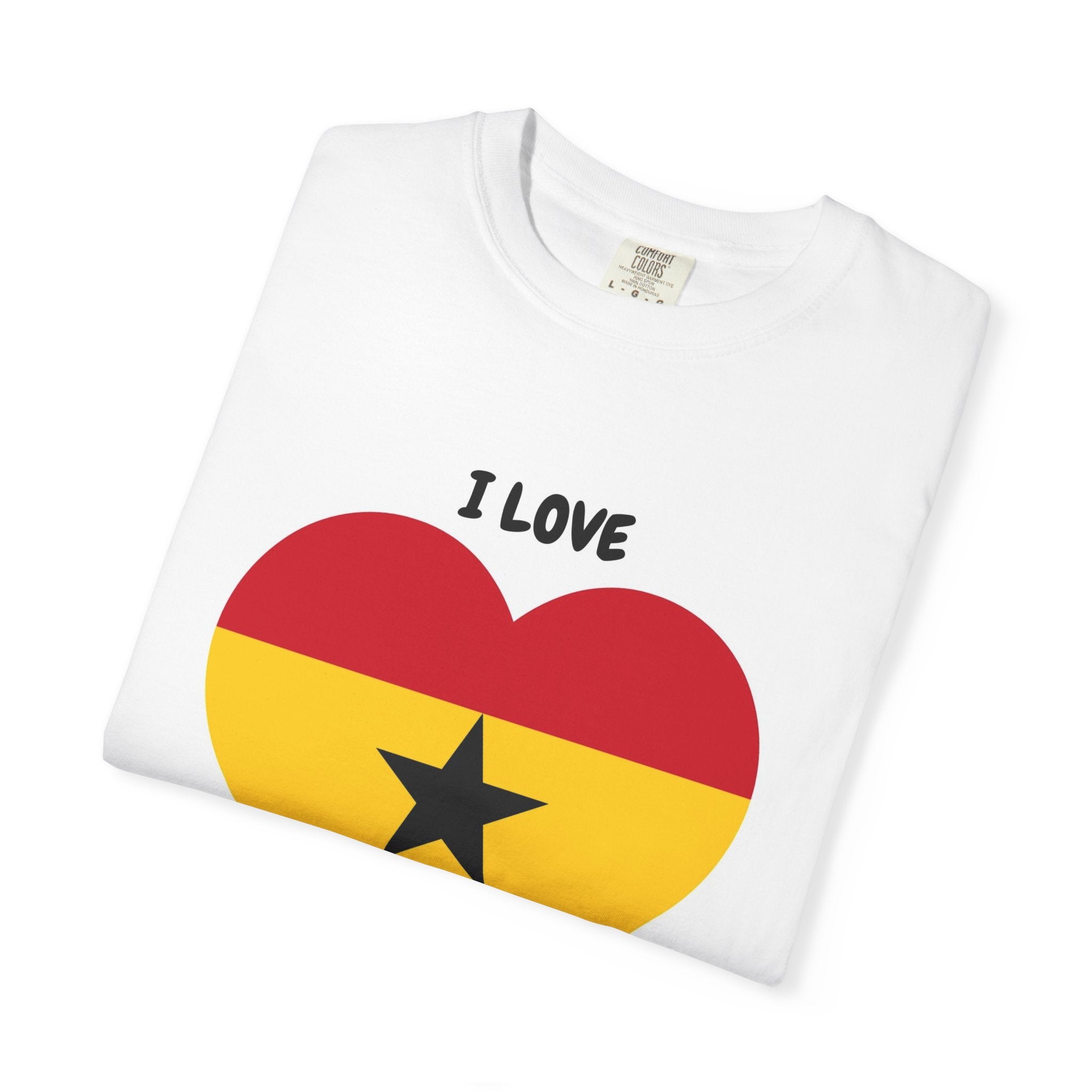 I Love Ghana Heart T-Shirt — Ghana Flag Patriotic Tee