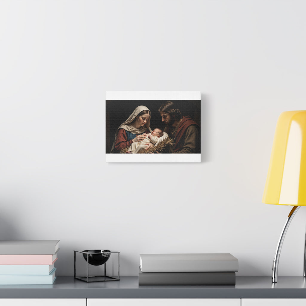 Nativity Canvas Print — Mary, Joseph & Baby Jesus Matte Stretched Wall Art