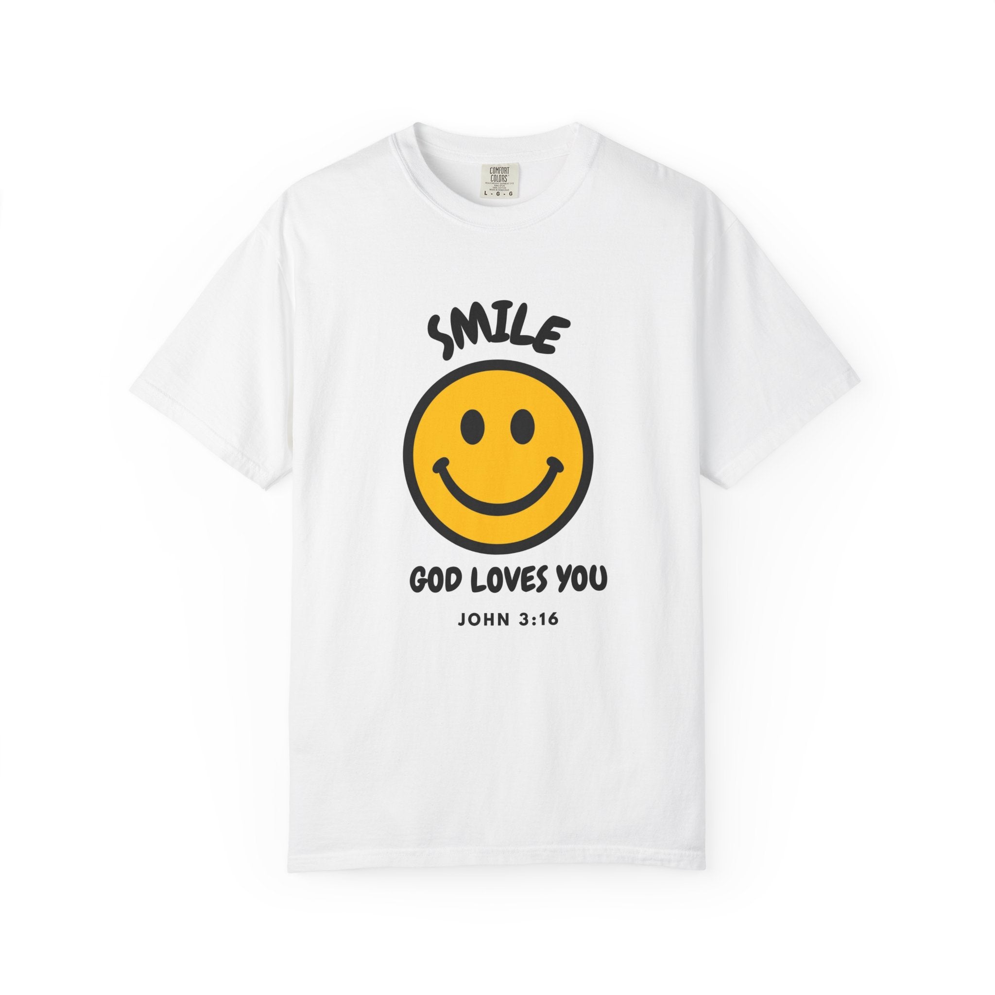 Smile Smiley Face T-Shirt — "God Loves You" (John 3:16)