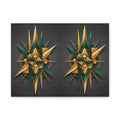 Abstract Geometric Starburst Canvas — Gold & Teal Wall Art