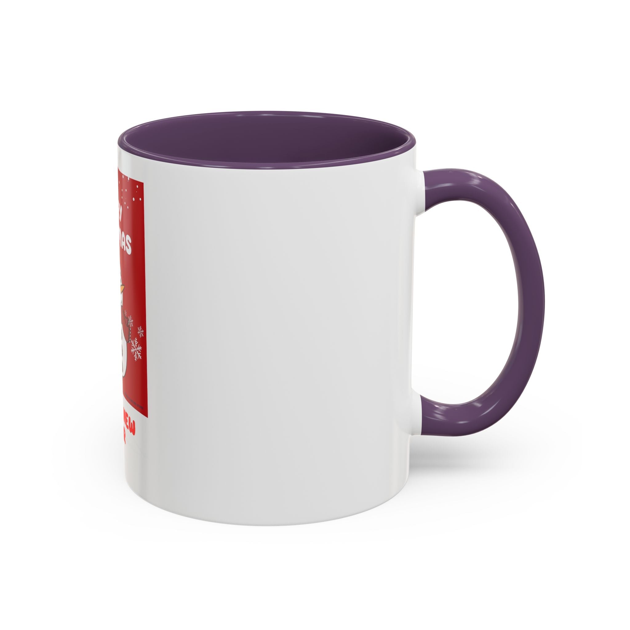 Christmas Snowman Coffee Mug — "Merry Christmas / Happy New Year" Accent Ceramic Mug