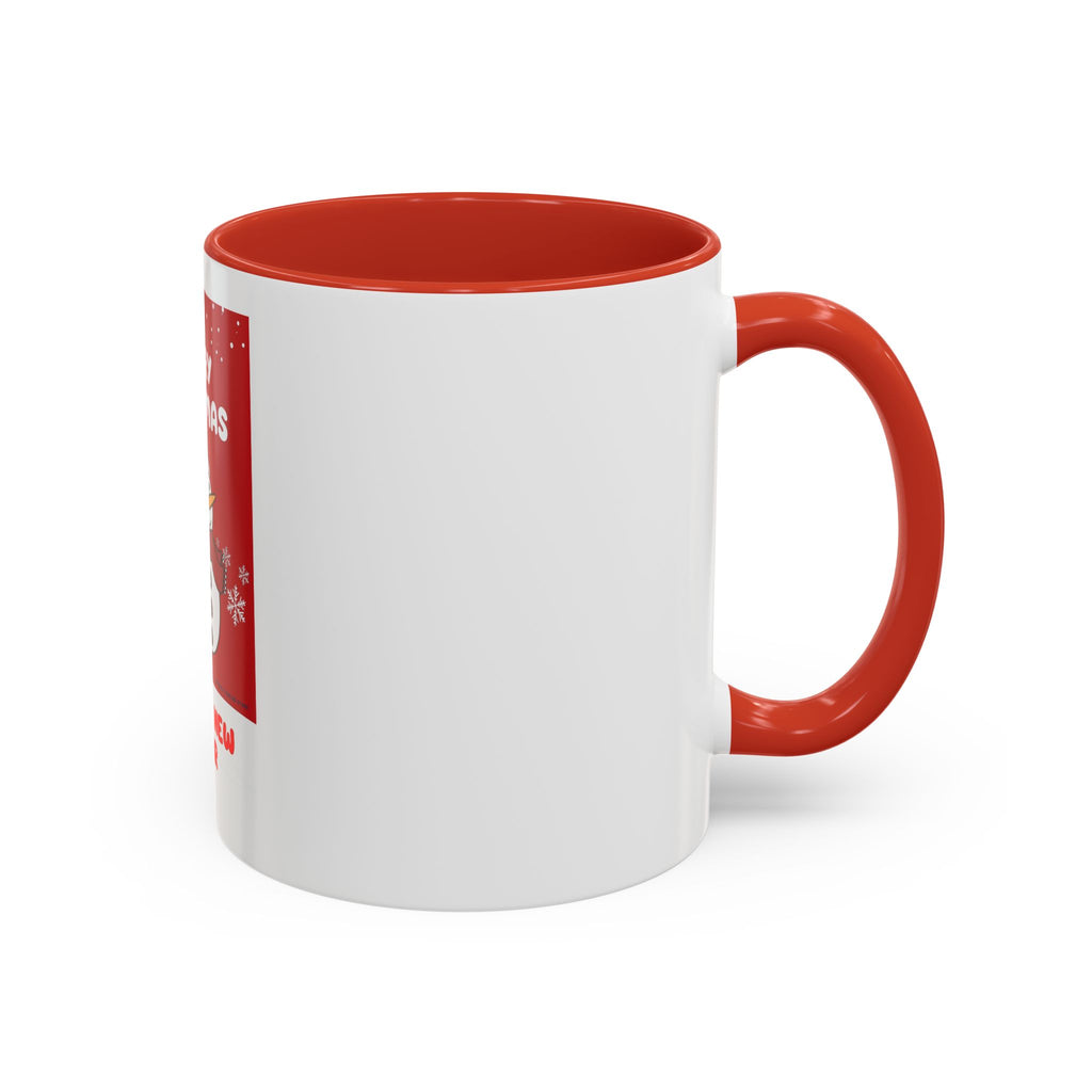 Christmas Snowman Coffee Mug — "Merry Christmas / Happy New Year" Accent Ceramic Mug