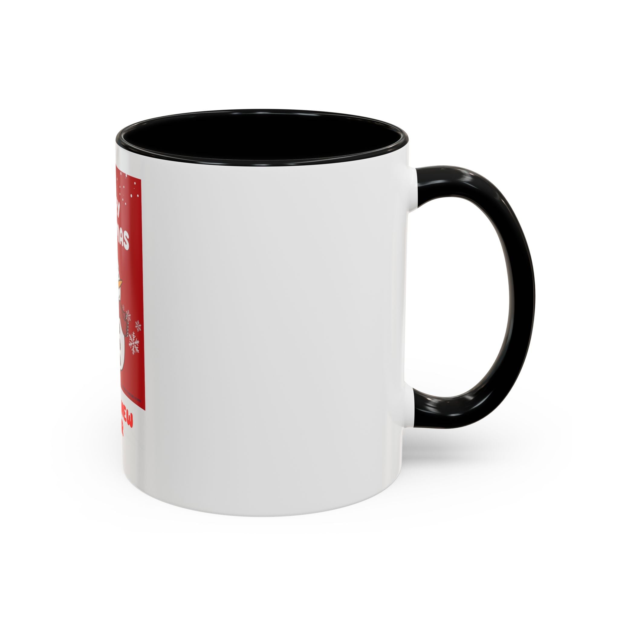 Christmas Snowman Coffee Mug — "Merry Christmas / Happy New Year" Accent Ceramic Mug