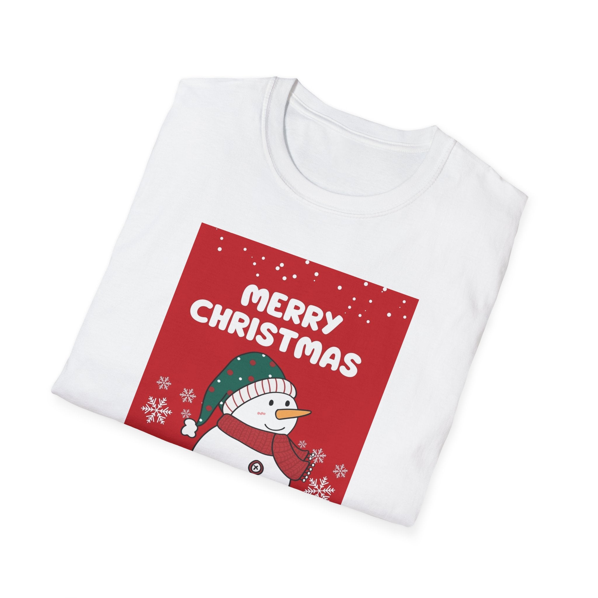Christmas Snowman T-Shirt — "Merry Christmas, Happy New Year" Holiday Tee