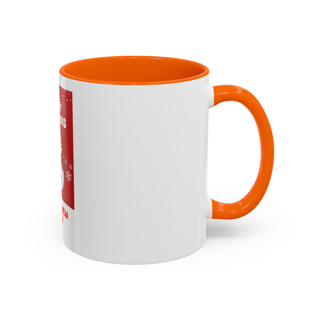Christmas Snowman Coffee Mug — "Merry Christmas / Happy New Year" Accent Ceramic Mug