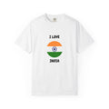 I Love India Graphic T-Shirt — Indian Flag Heart Design