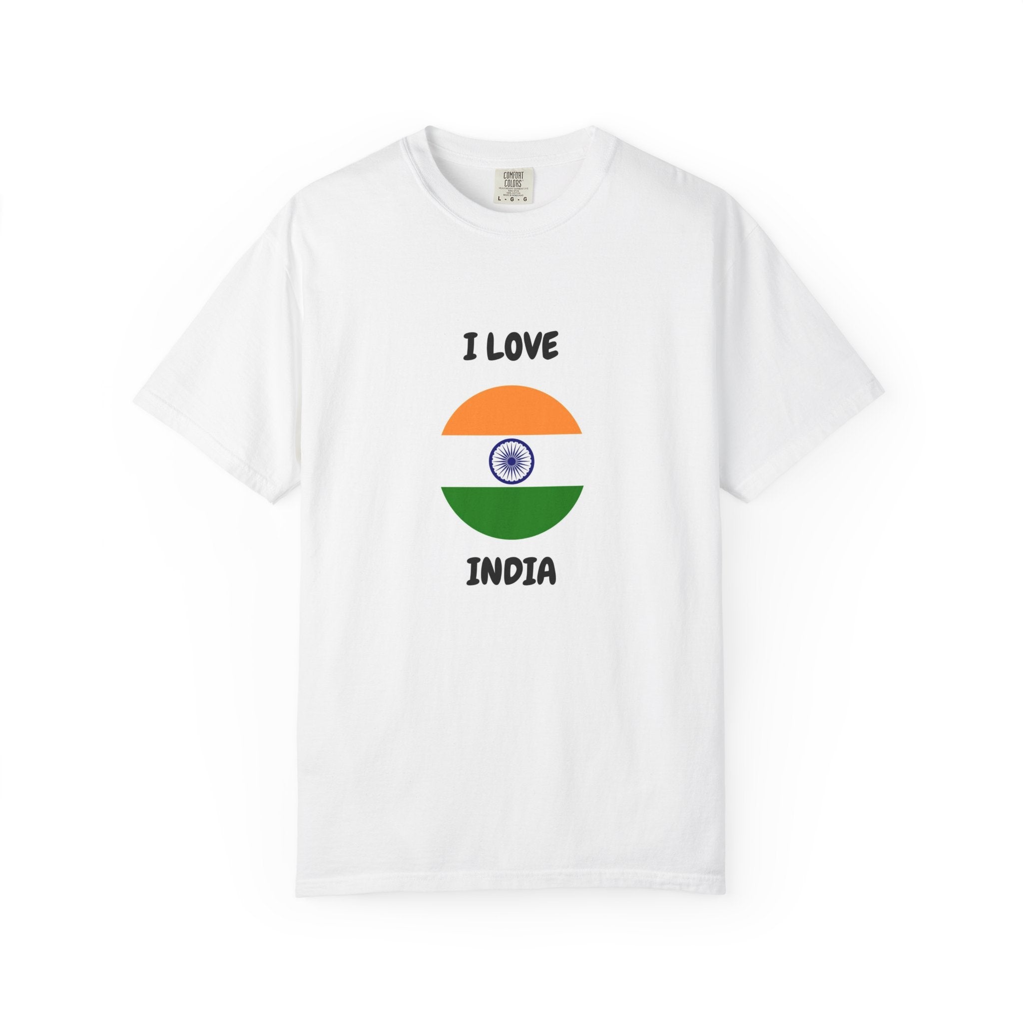 I Love India Graphic T-Shirt — Indian Flag Heart Design