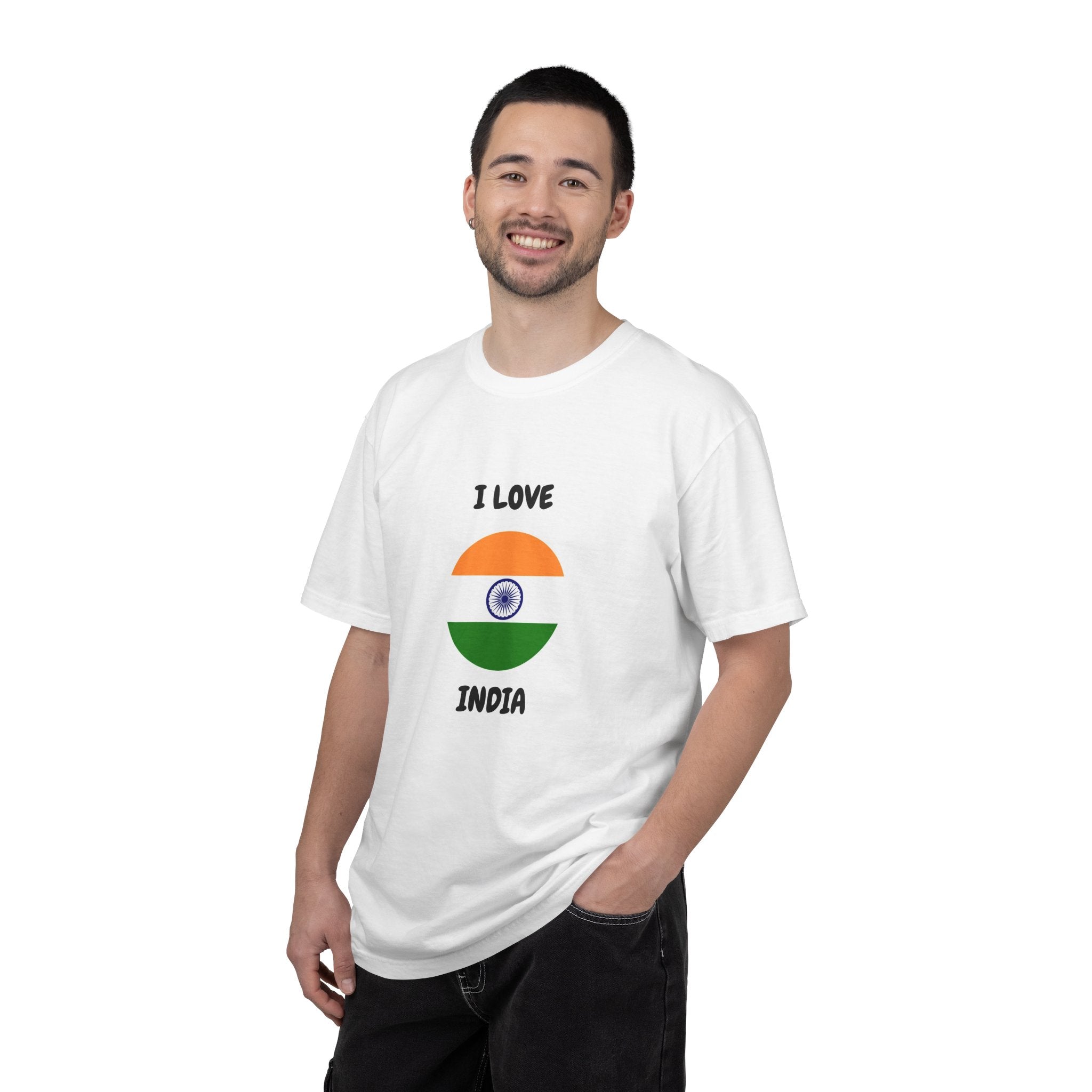 I Love India Graphic T-Shirt — Indian Flag Heart Design
