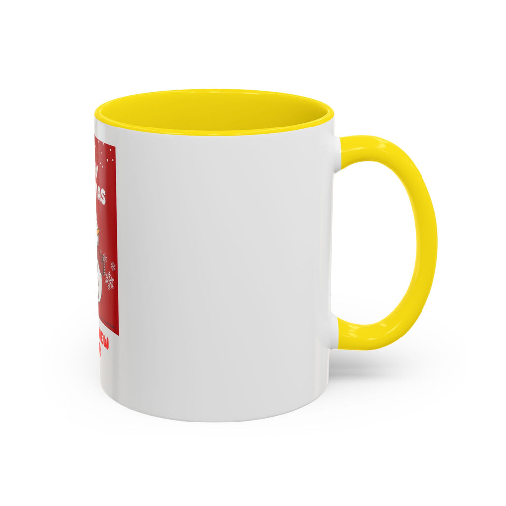 Christmas Snowman Coffee Mug — "Merry Christmas / Happy New Year" Accent Ceramic Mug