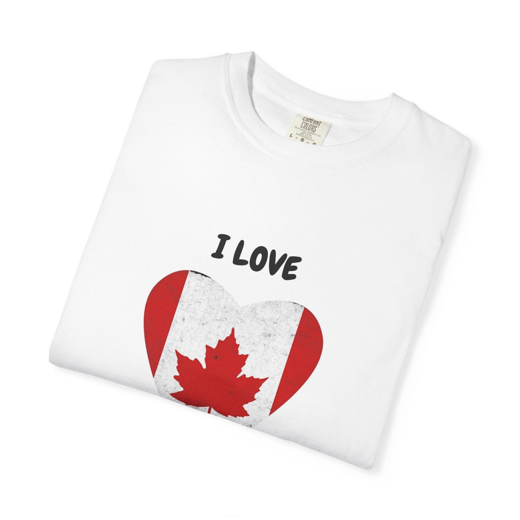 I Love Canada Heart T-Shirt — Canadian Flag Maple Leaf Pride Tee