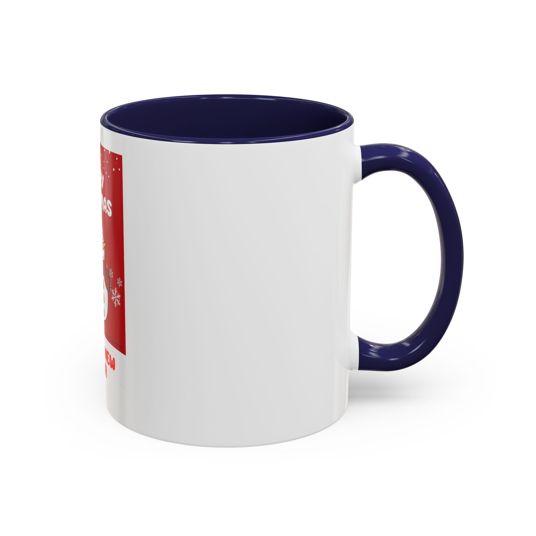 Christmas Snowman Coffee Mug — "Merry Christmas / Happy New Year" Accent Ceramic Mug