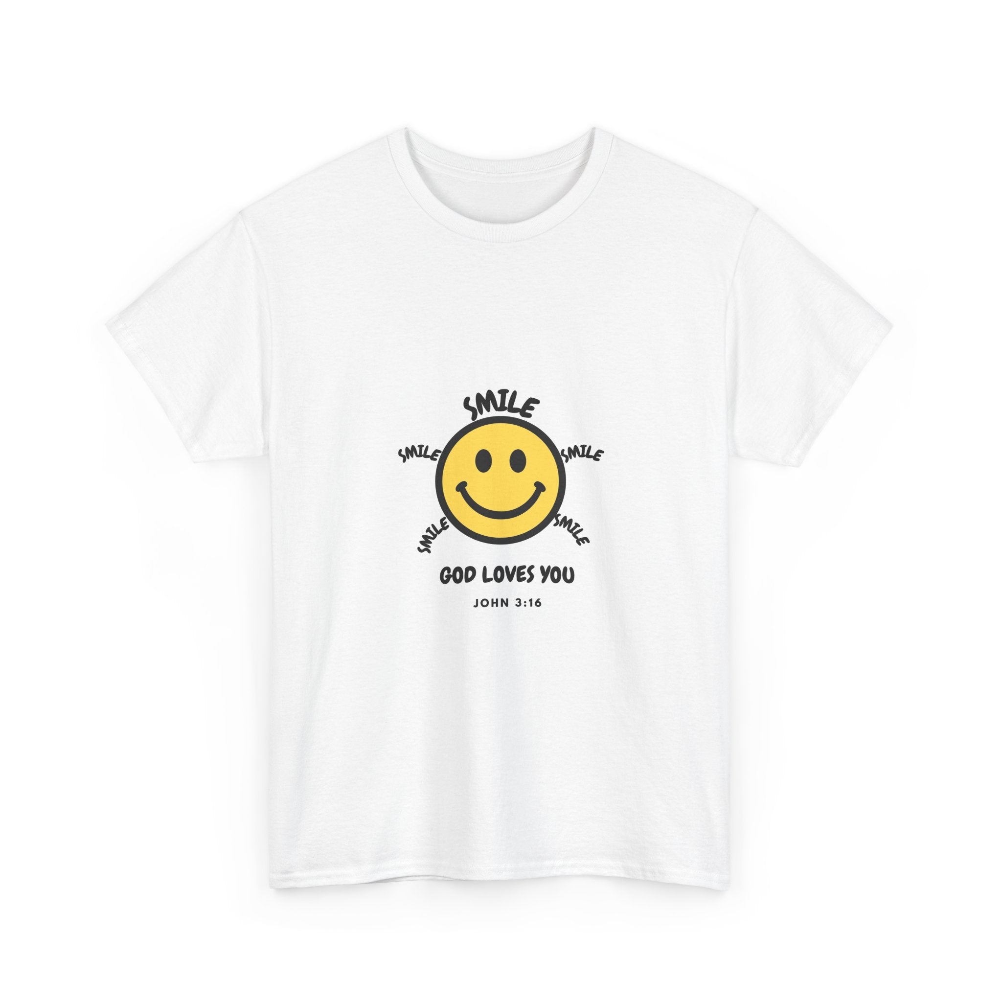 Smile Smiley T-Shirt — "God Loves You" Christian Graphic Tee