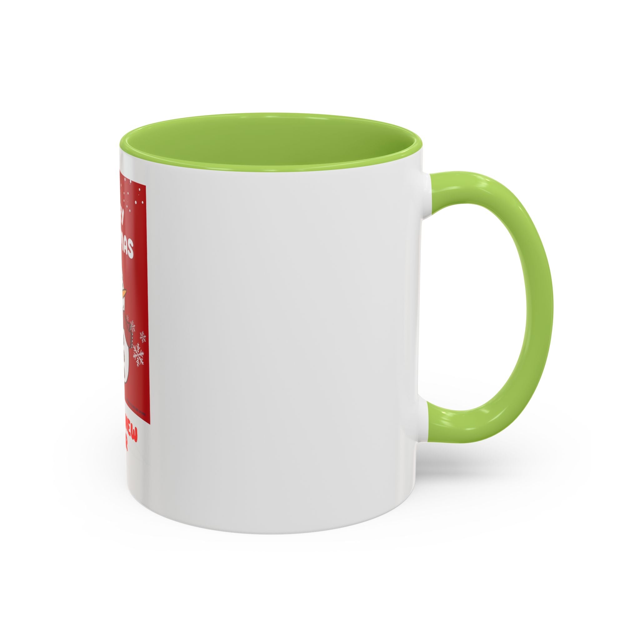 Christmas Snowman Coffee Mug — "Merry Christmas / Happy New Year" Accent Ceramic Mug